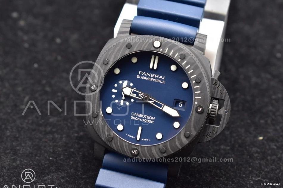 Dial W 439 Trendsetting P Best Carbotech SBF Blue 1:1 Blue Rubber Edition Strap PAM1232 on 0124